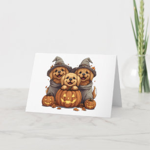 Carte Chiens de l'Halloween Golden Retriever Jack-o'-lan