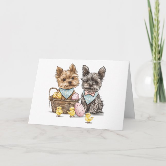 Carte Chiens de Pâques Yorkshire Terrier (Devant)