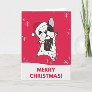 Carte Chiens de taureau Joyeux Noël Animaux d'hiver Cart