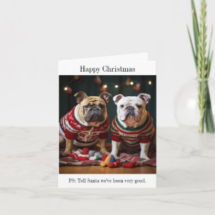 Carte Chiens de taureaux dans les pulls de Noël