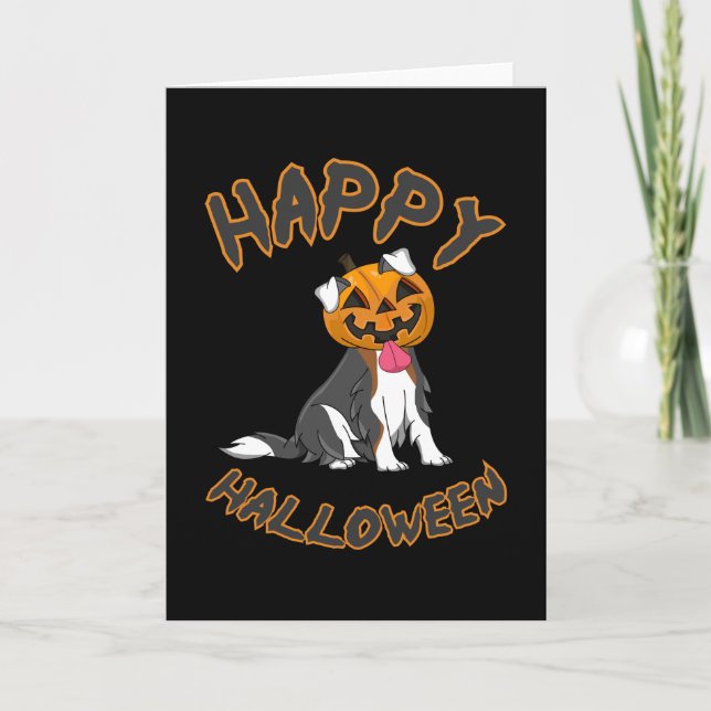 Carte Chiens d'Halloween Chiens Citrouille Horreur Idée  (Devant)