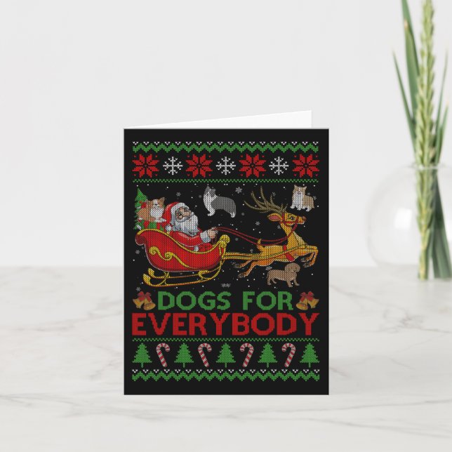 Carte Chiens Drôles Pour Tout Le Monde Santa Sleigh Ugly (Devant)