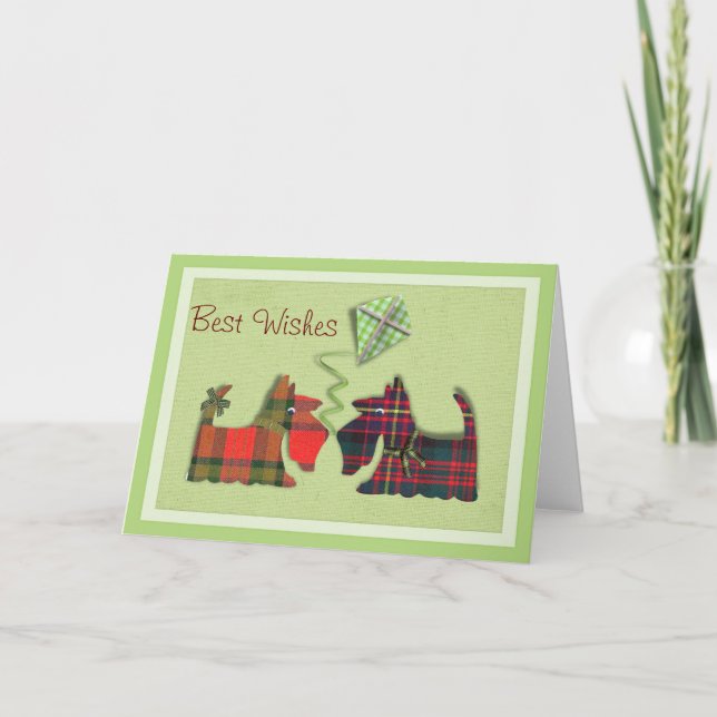 Carte Chiens écossais de Tartan mignons Anniversaire/Car (Devant)