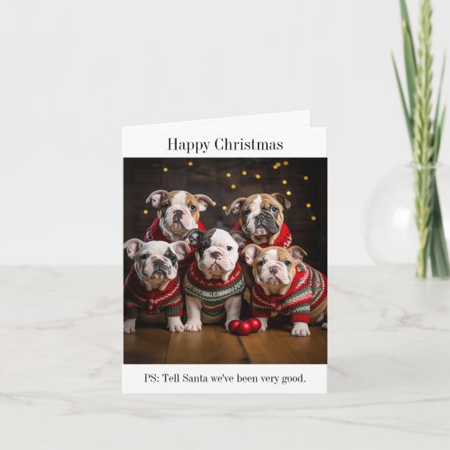 Carte Chiens en taupe dans les pulls de Noël (Devant)