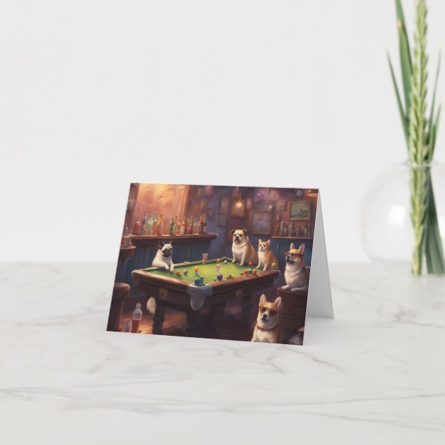 Carte Chiens jouant au billard ils se grattent beaucoup  (Devant)