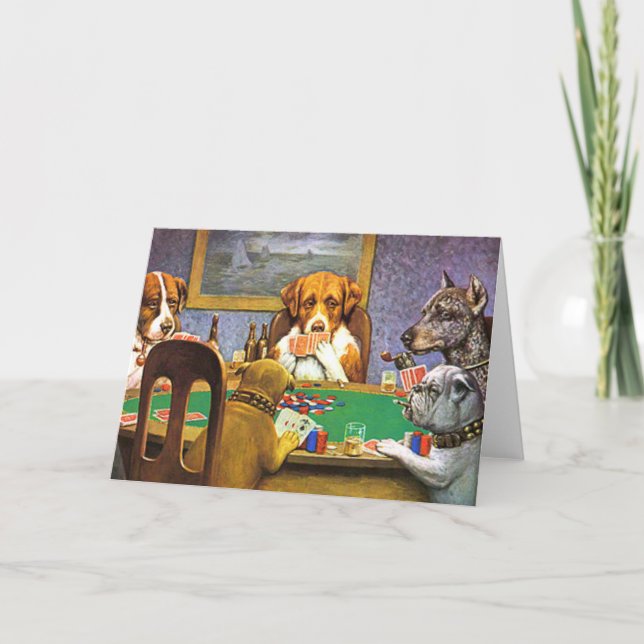 Carte Chiens Jouer Poker Un Ami Dans Le Besoin (Devant)