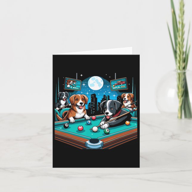 Carte Chiens Jouer Table Billard Billard 8 Ball (Devant)