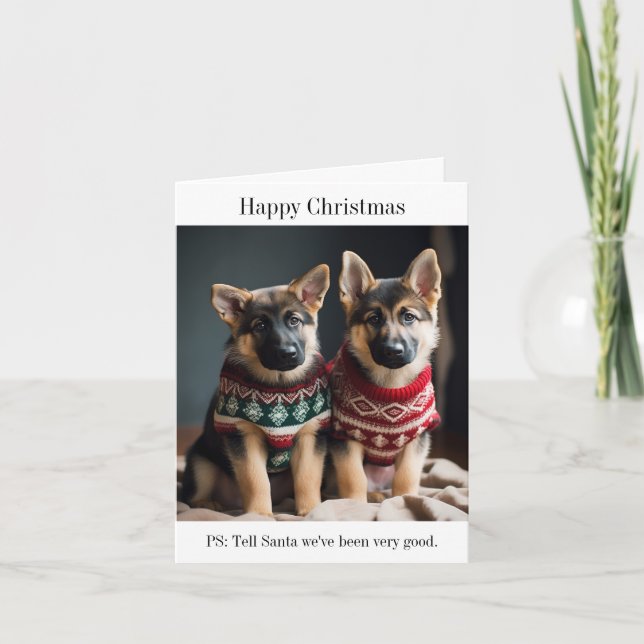 Carte Chiens marionnettes allemands bergers en pulls de  (Devant)