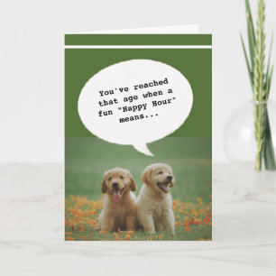 Carte Chiens mignons Bonne heure Vieille Amusante Annive
