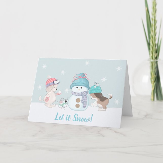 Carte Chiens mignons Laisser passer ses vacances de neig (Devant)