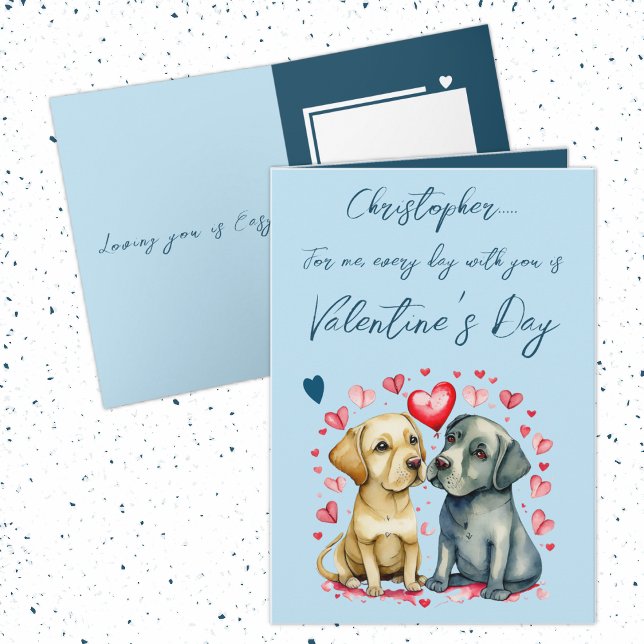 Carte Chiens mignons nom bleu Saint Valentin (Créateur téléchargé)
