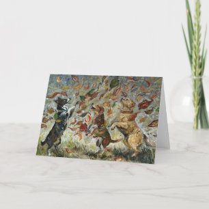 Carte Chiens Retriever Golden Tailwag Automne Fantaisist