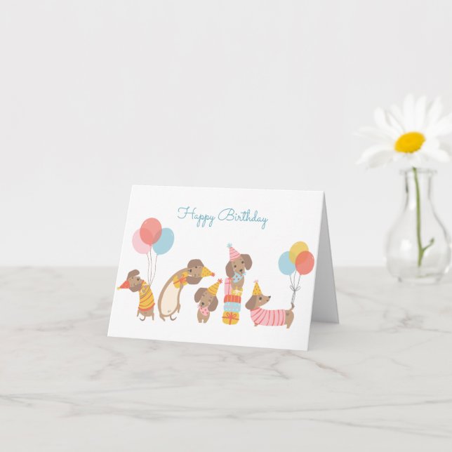 Carte Chiens rigolos et mignons fêtent (Petite plante)
