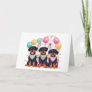 Carte Chiens Rottweiler à une fête foraine