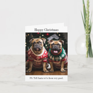 Carte Chiens taureaux mastiff en pulls de Noël