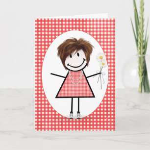 Carte Chiffre Anniversaire Fille Sur En vichy Rouge