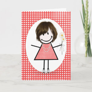 Carte Chiffre Anniversaire Fille Sur En vichy Rouge