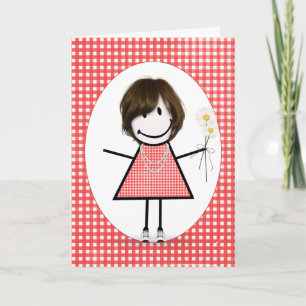 Carte Chiffre Anniversaire Fille Sur En vichy Rouge