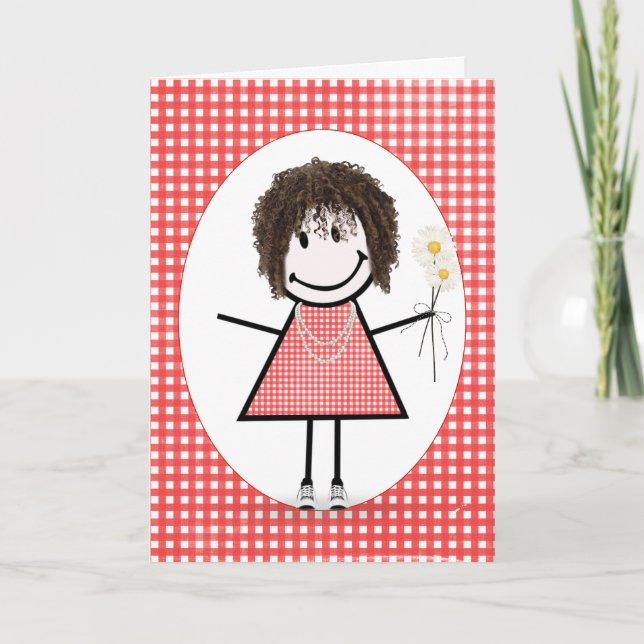 Carte Chiffre Anniversaire Fille Sur Rouge (Devant)