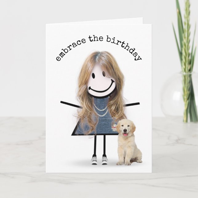Carte Chiffre d'anniversaire fille avec Golden Retriever (Devant)