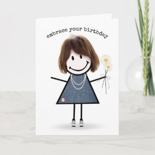 Carte Chiffre d'anniversaire fille avec marguerites