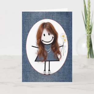 Carte Chiffre d'anniversaire fille avec marguerites