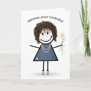 Carte Chiffre d'anniversaire fille avec marguerites