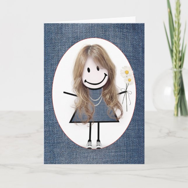 Carte Chiffre d'anniversaire fille avec marguerites (Devant)