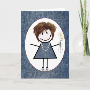 Carte Chiffre d'anniversaire fille avec marguerites