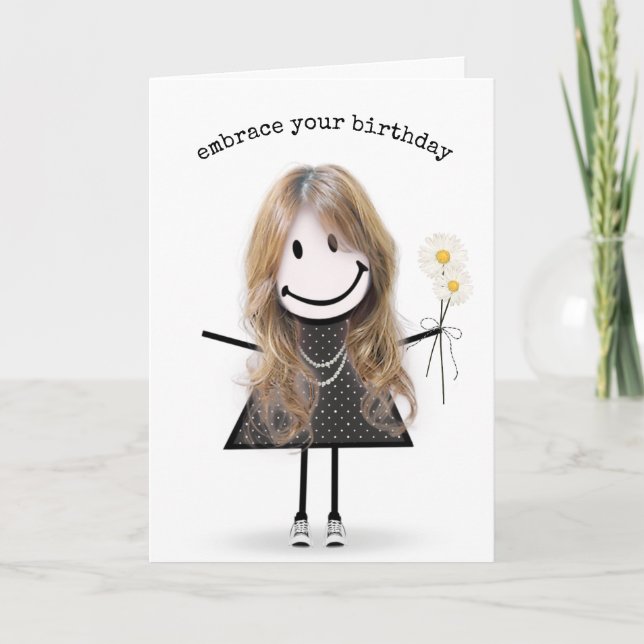 Carte Chiffre d'anniversaire fille avec marguerites (Devant)