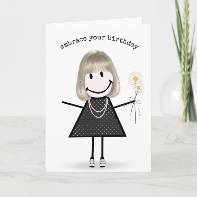 Carte Chiffre d'anniversaire fille avec marguerites (Devant)