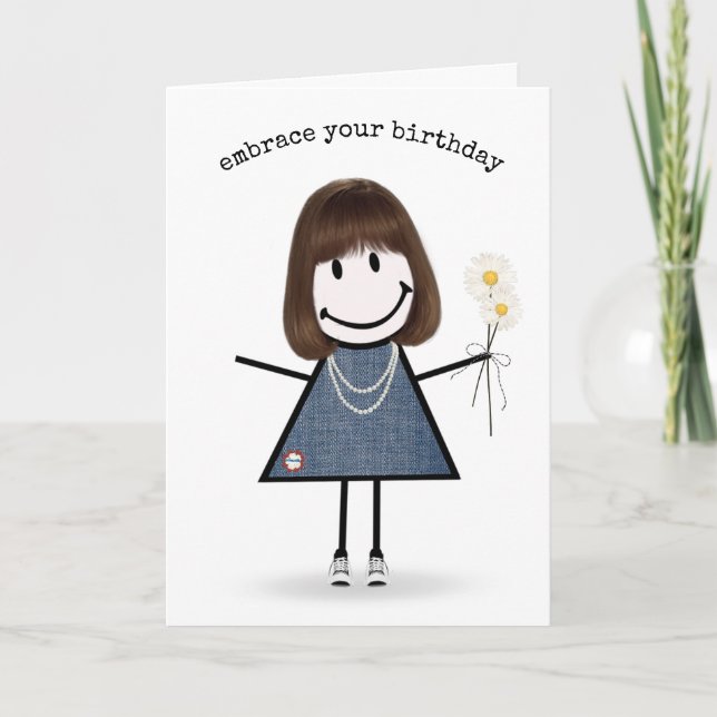 Carte Chiffre d'anniversaire fille avec marguerites (Devant)