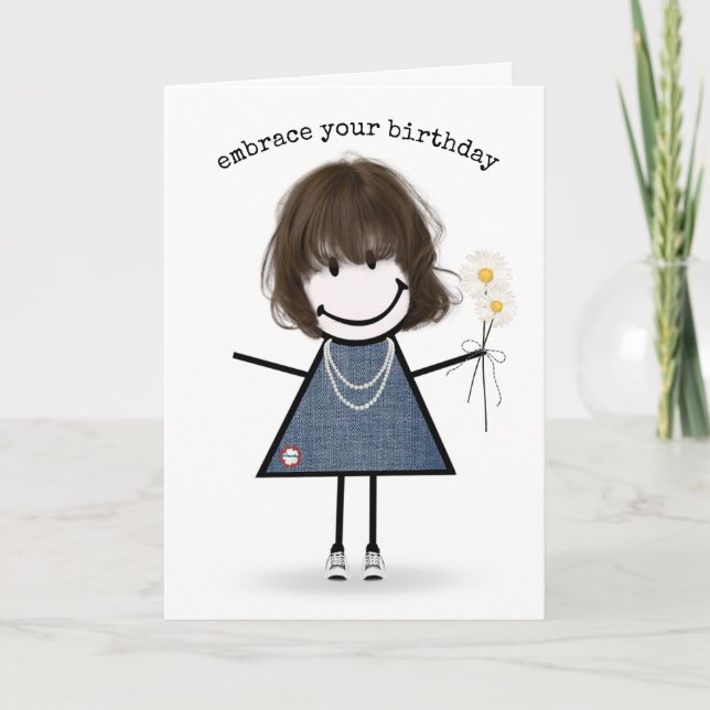 Carte Chiffre d'anniversaire fille avec marguerites (Devant)