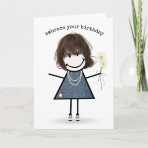 Carte Chiffre d'anniversaire fille avec marguerites