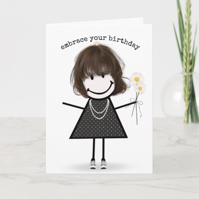 Carte Chiffre d'anniversaire fille avec marguerites (Devant)