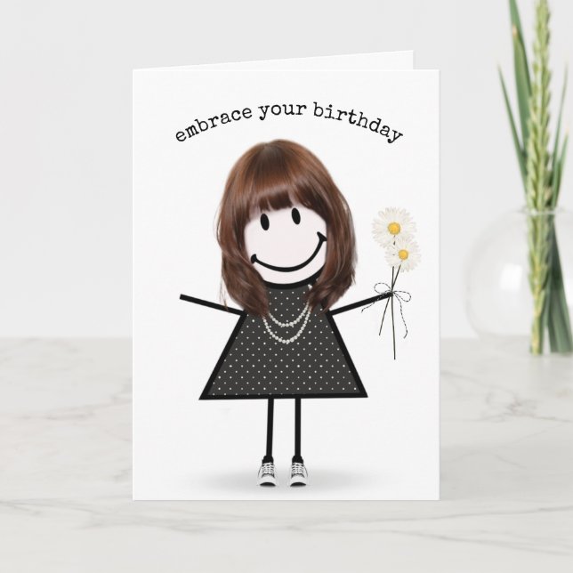 Carte Chiffre d'anniversaire fille avec marguerites (Devant)