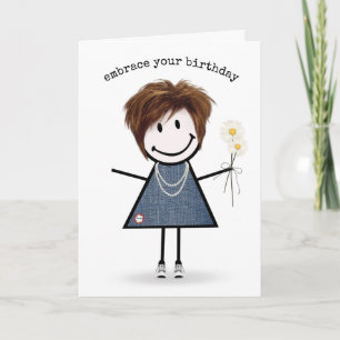 Carte Chiffre d'anniversaire fille avec marguerites