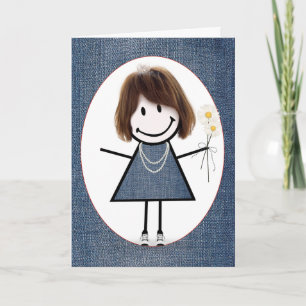 Carte Chiffre d'anniversaire fille avec marguerites
