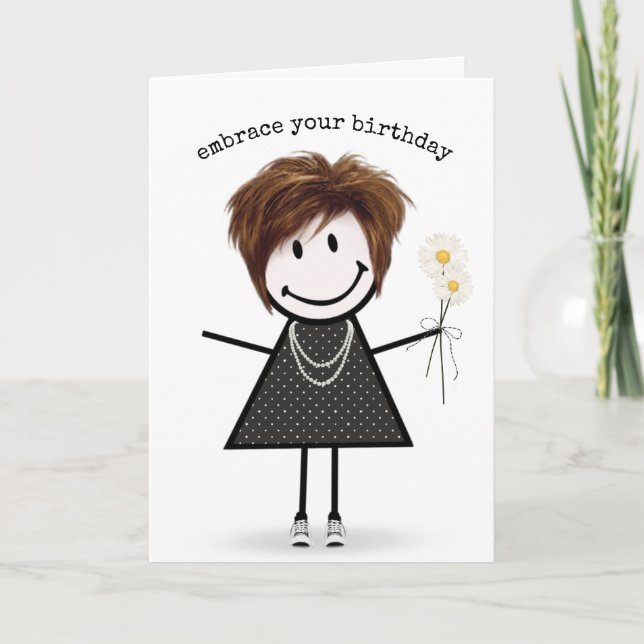 Carte Chiffre d'anniversaire fille avec marguerites (Devant)