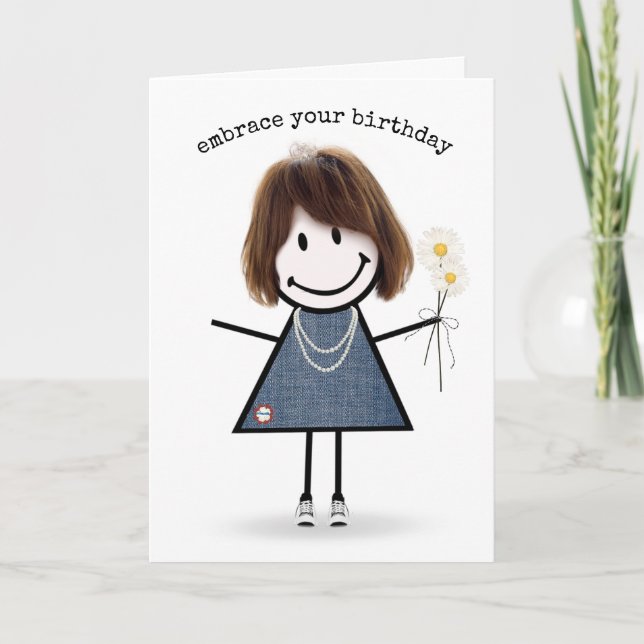 Carte Chiffre d'anniversaire fille avec marguerites (Devant)