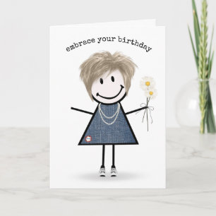 Carte Chiffre d'anniversaire fille avec marguerites