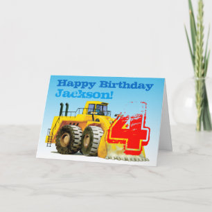 Carte Chiffre jaune de l'enfant 4e anniversaire