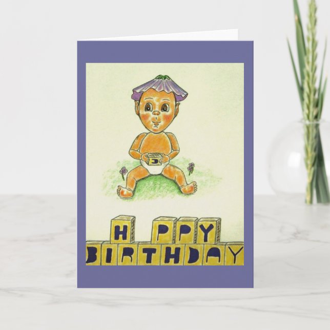 Carte Chiffre orange mignon de joyeux anniversaire (Devant)