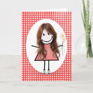 Carte Chiffre rouge Anniversaire Figure Girl sur En vich