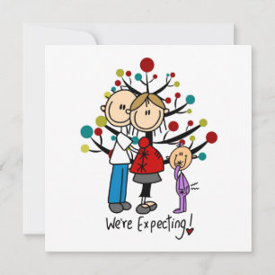 Carte Chiffres de bâton Fille des parents attendus