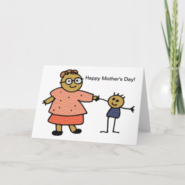 Carte Chiffres de Mère et Enfant pour la Fête des Mères (Devant)