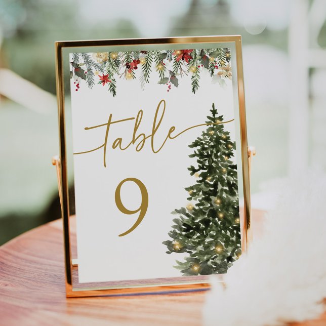 Carte Chiffres de table Mariages des feux de pin de Noël (Créateur téléchargé)