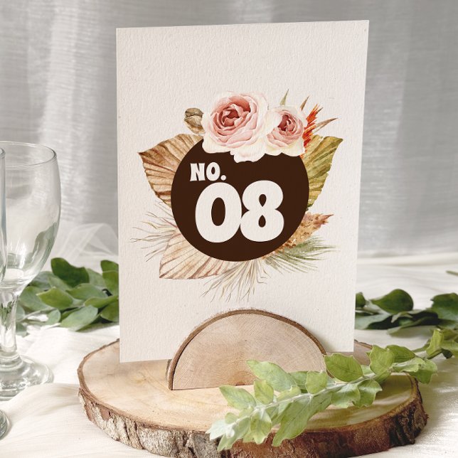 Carte Chiffres de table Rustique Boho Pampas Grass Maria (Créateur téléchargé)