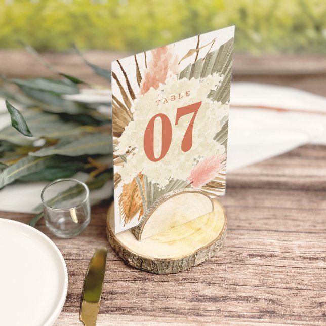 Carte Chiffres de table Rustique Boho Pampas Grass Maria (Créateur téléchargé)
