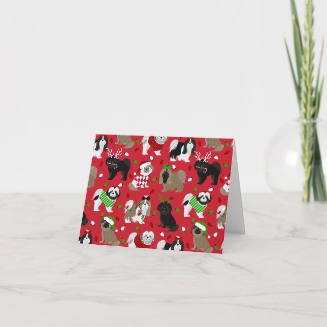 Carte Chih Tzu Chiens Noël (Devant)